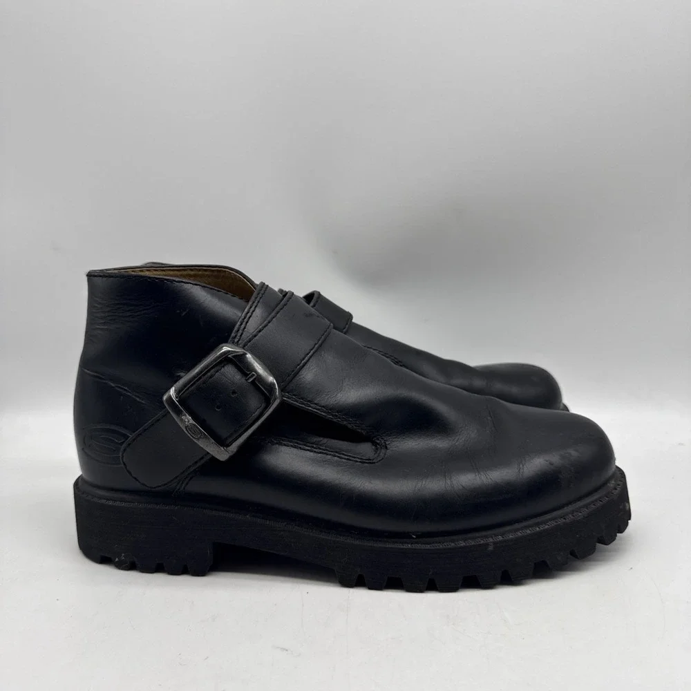 SKECHERS Boot 7.5 Leather Chunky Sole‎ Monk Strap Grunge Goth Cyberpunk Y2K